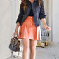 Exlura Womens Faux Suede High Waist Pleated Short Skirt Elastic Button Front Skater Mini Skirt