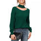 EXLURA Women’s Halter Chunky Pullover Sweater  Cut Out Long Puff Sleeve Knit Jumpers Tops Casual Trendy Tops