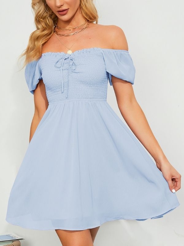 Light blue sales short dress casual