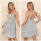 Exlura Women’s Square Neck Sleeveless Cami Ruffle Dress Spaghetti Strap Tie Back Floral Backless Tiered Midi Dress
