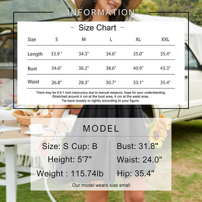 EXLURA Women's Square Neck Tie Back Ruffle Strappy Ruched Short Mini Dress Smocked Backless Tank Sleeveless Sundress Dress