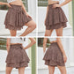 EXLURA Women's Elastic High Waist Skirt Boho Mini Casual Ruffle Layered Wide Leg Shorts Floral Short Trousers Culottes