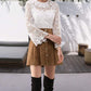 Exlura Womens Faux Suede High Waist Pleated Short Skirt Elastic Button Front Skater Mini Skirt