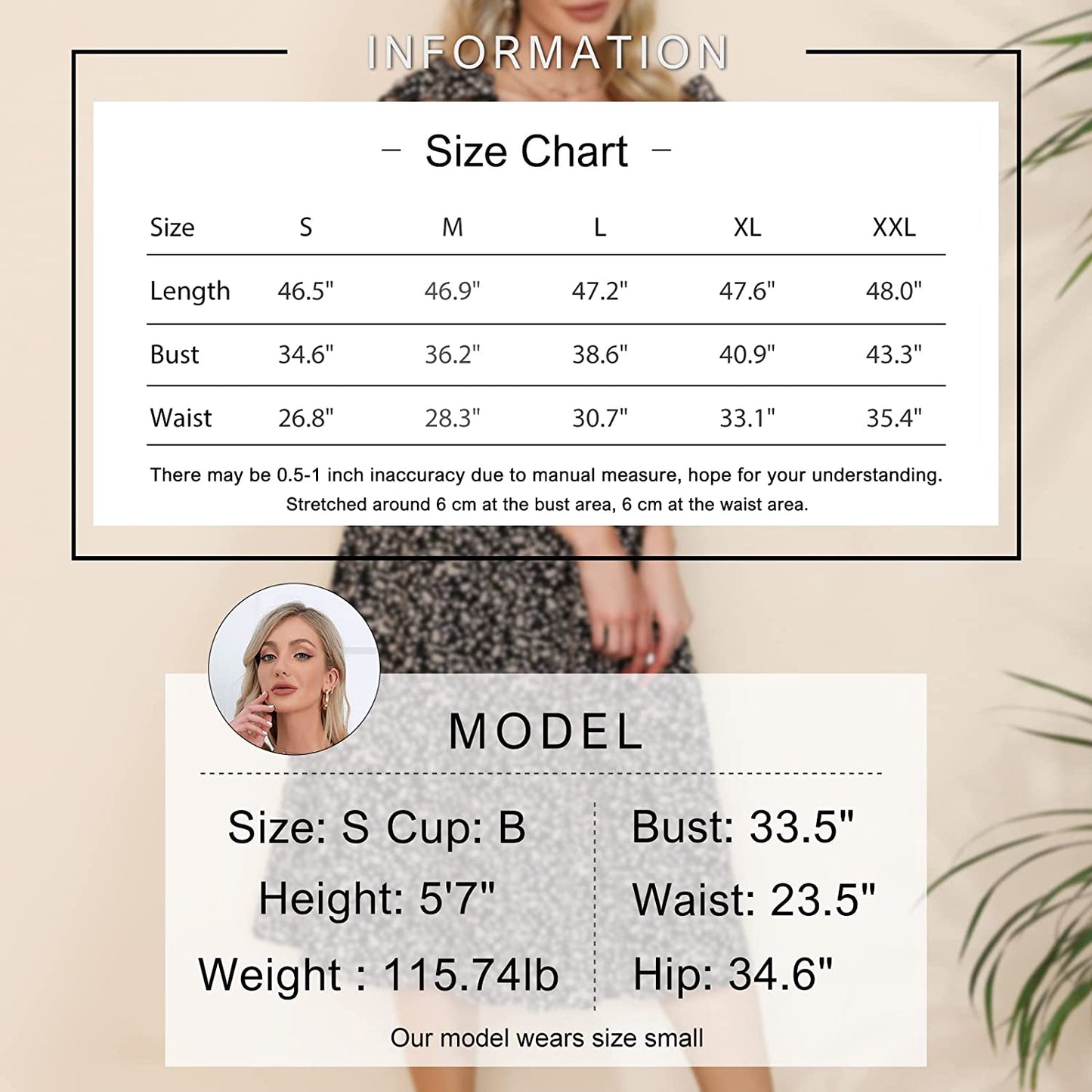 EXLURA Women's Sleeveless Dress Square Neck Floral Print High Waist A-line Ruffle Smocked Backless Midi Dress