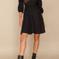 Square Neck Dress Long Puff Sleeve A-Line Casual Short Mini Dress