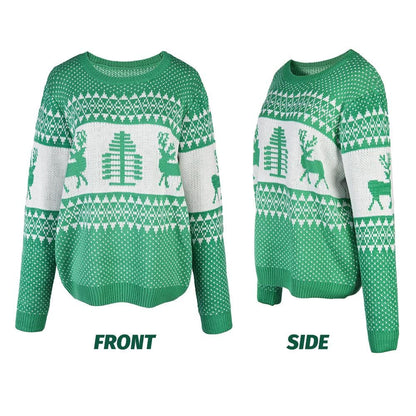 Unisex Patterns Reindeer Ugly Christmas Pullover Sweater - Exlura