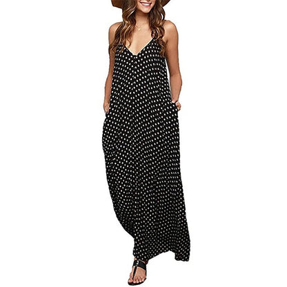 EXLURA Women's Tie Shoulder Scoop Neck Sleeveless Cami Split Maxi Dress T-Shirt Strappy Backless House Jersey Dress