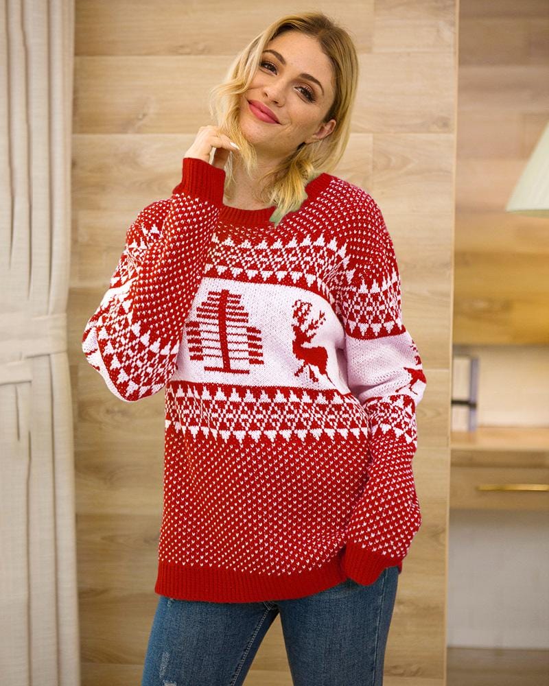Exlura Unisex Patterns Reindeer Ugly Christmas Sweater
