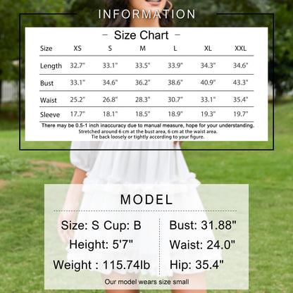 EXLURA Women's Short Mini Dress Square Neck A Line Long Sleeve Dress Tiered Ruffle Boho Wedding Guest Dress