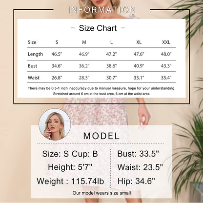 EXLURA Women's Sleeveless Dress Square Neck Floral Print High Waist A-line Ruffle Smocked Backless Midi Dress