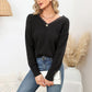 Byinns Women's Lace Patchwork V Neck Pullover Sweaters Long Sleeve Chunky Sweater Casual Trendy Jumpers Tops