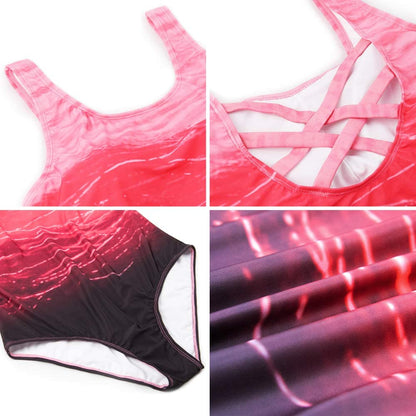 Exlura Women's Crisscross One Piece Swimsuit Athletic Training Swimwear Vintage Bathing Suit