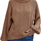 Byinns Women's Lantern Sleeve Color Block Sweater Crew Neck Casual Knit Oversized Sweatershirt Top