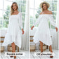 EXLURA Women's Tie Back Asymmetrical Hem Off Shoulder A-line Dresses Long Lantern Sleeve Ruffle Midi Dress