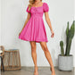 Mini Dress Ditsy Floral Smocked High Waist Puff Short Dress