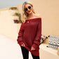 EXLURA Women's 024 New Off Shoulder Sweater Batwing Sleeve Loose Oversized Pullover Knit Jumper