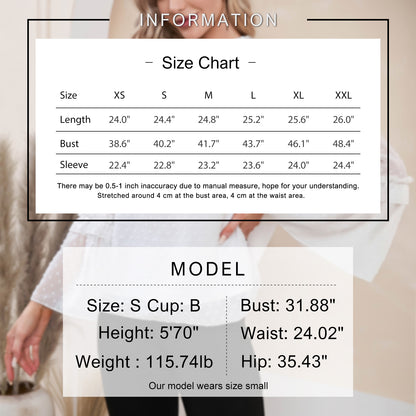 EXLURA Women’s Swiss Dot Long Bell Sleeve Tops Shirts Ruffle Mock Neck Blouses Flowy Chiffon Dressy Tops