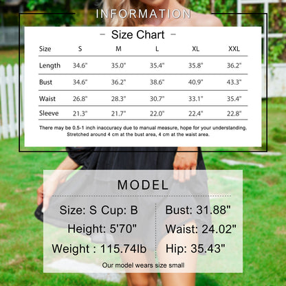 Exlura Women’s Smocked Ruffle Vintage Mini Dress Layered Square Neck Long Puff Sleeve Dress Elegant Glitter Cocktail Party Dress