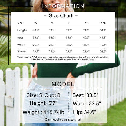 Exlura Women's Square Neck Ribbed Knitted Crop Sweater Long Sleeve Slim Fit Pullover Tops