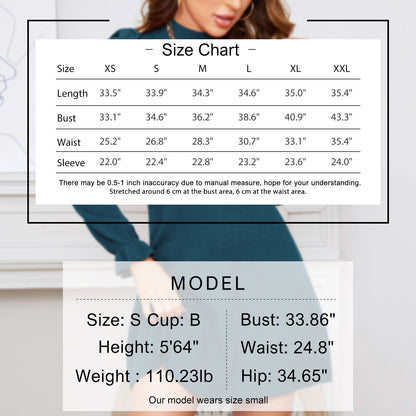 EXLURA Women’s Mock Neck Skater Pullover Sweater Dress Knit Fit and Flare Ruffle Long Puff Sleeve Dress Cocktail Party Swing Mini Dress