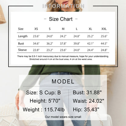 EXLURA Women's Ruffle Chunky Pullover Sweater Mock Turtleneck Long Puff Sleeve Jumpers Casual Trendy Tops