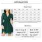 BYINNS Women’s Swiss Dot V Neck Ruffle Mini Dress Long Puff Sleeve Dress Elegant Vintage Cocktail Wedding Guest Dress