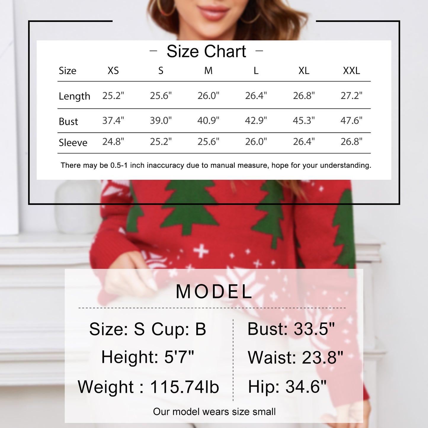 EXLURA Women’s Ugly Christmas Sweater Crew Neck Long Sleeve Chunky Pullover Sweater Casual Trendy Jumper Tops