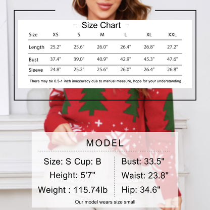 EXLURA Women’s Ugly Christmas Sweater Crew Neck Long Sleeve Chunky Pullover Sweater Casual Trendy Jumper Tops