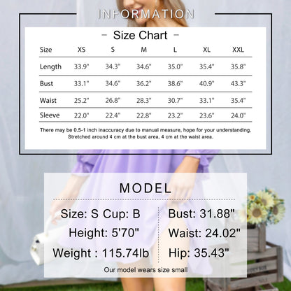 EXLURA Women’s Drawstring Mini Dress Sweetheart Neckline Smocked Flowy Dress Puff Long Sleeve Ruffle Cute Wedding Guest Dress