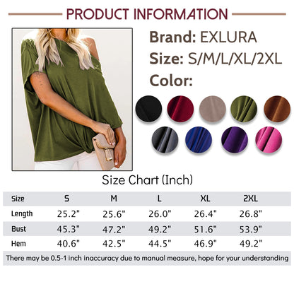 Off Shoulder Batwing Sleeve Ribbed Shirt Loose Tops