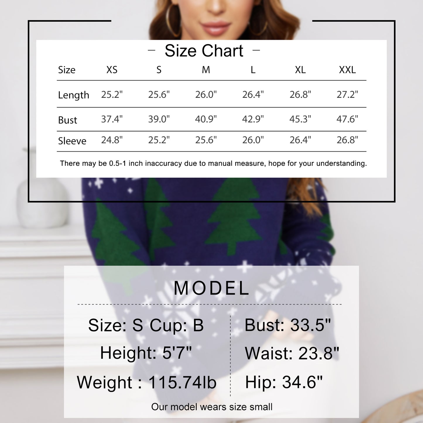 EXLURA Women’s Ugly Christmas Sweater Crew Neck Long Sleeve Chunky Pullover Sweater Casual Trendy Jumper Tops