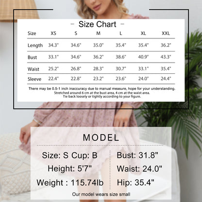 EXLURA Women’s V Neck Ruffle Floral Boho Mini Dress Backless Batwing Long Sleeve Dress Vintage Wedding Guest Dress