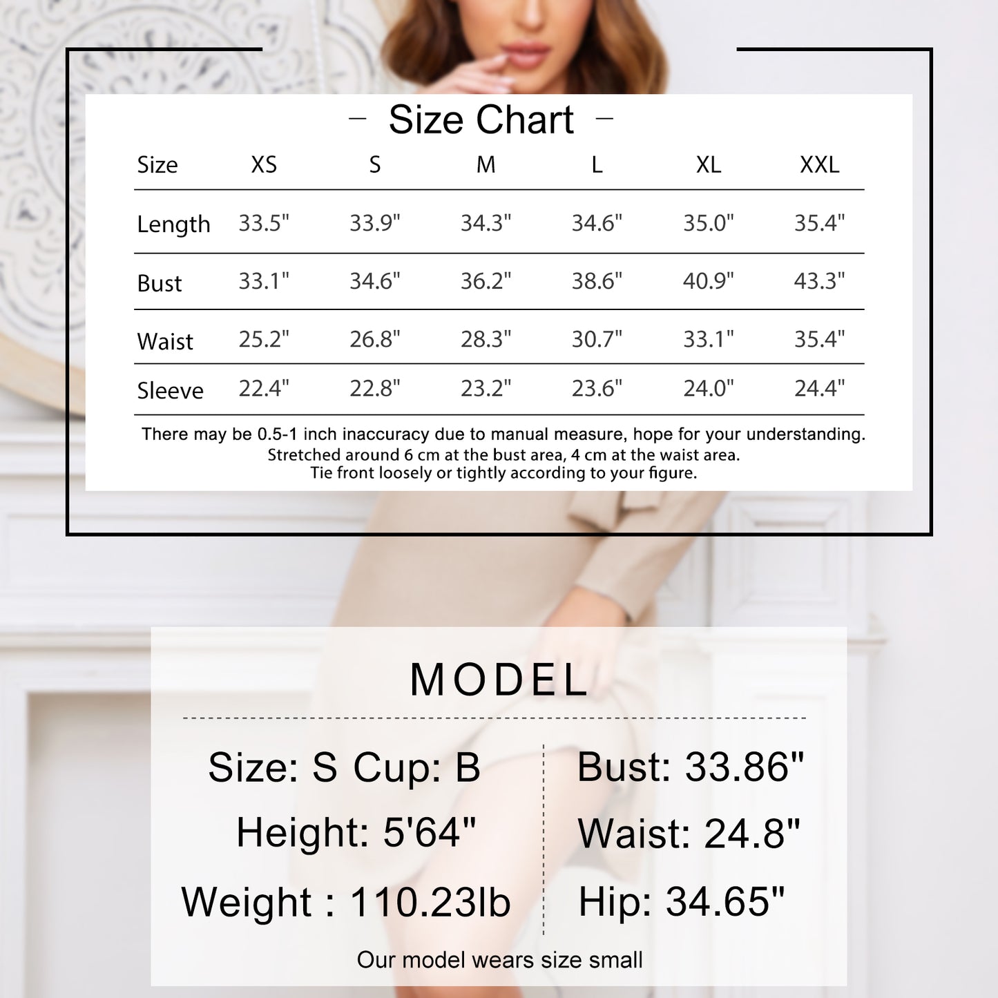 EXLURA Women’s Faux Wrap Pullover Sweater Dress V Neck Long Sleeve Casual Sexy Dress Cocktail Wedding Guest Mini Dress