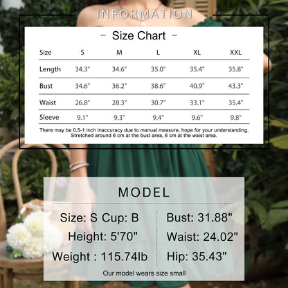 Exlura Women’s Sweetheart Neckline Ruffle Dress Smocked Belted Short Puff Sleeve Tie Waist Mini Dress Sundress