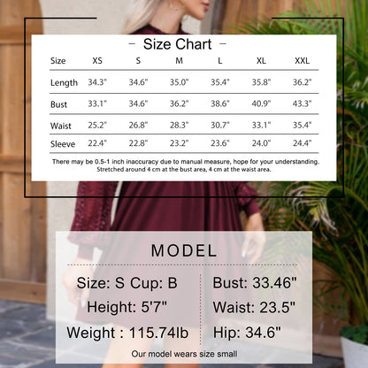 EXLURA Women’s Lace Tshirt Mini Dress Ruffle High Neck Long Puff Sleeve Swing Dress Flowy Wedding Guest Dresses