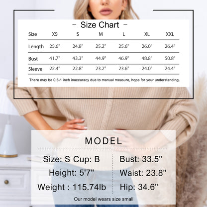 EXLURA Women's V Neck Oversized Sweater Batwing Long Sleeve Chunky Pullover Sweater Sexy Casual Trendy Tops