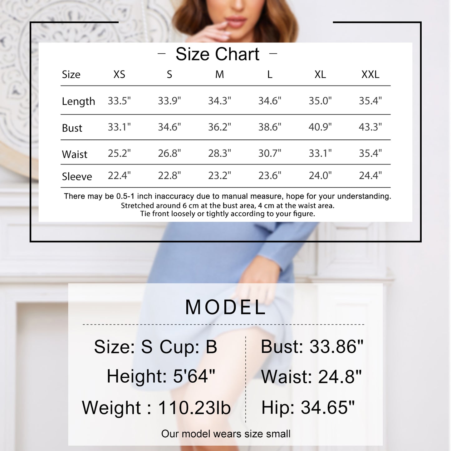 EXLURA Women’s Faux Wrap Pullover Sweater Dress V Neck Long Sleeve Casual Sexy Dress Cocktail Wedding Guest Mini Dress