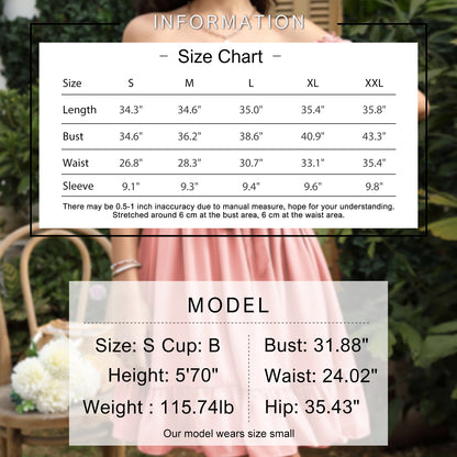 Exlura Women’s Sweetheart Neckline Ruffle Dress Smocked Belted Short Puff Sleeve Tie Waist Mini Dress Sundress