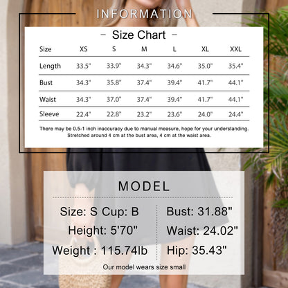 Exlura Women’s Casual Flowy Tunic Tshirt Dress V Neck Ruffle Long Puff Sleeve Dress Cocktail Party Mini Dress