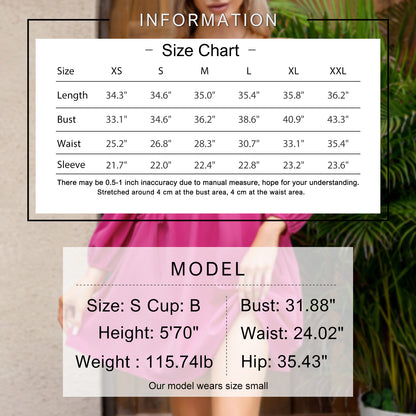 Exlura Women’s Casual Mini Dress with Pockets Square Neck Long Puff Sleeve Dress Empire Waist Boho Wedding Guest Dress