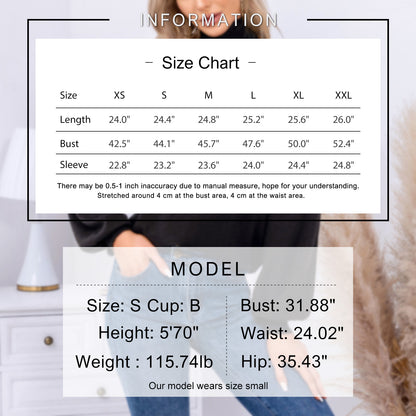 EXLURA Women’s Heart Chunky Pullover Sweater Turtleneck Knit Long Puff Sleeve Jumpers Tops Casual Trendy