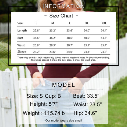 Exlura Women's Square Neck Ribbed Knitted Crop Sweater Long Sleeve Slim Fit Pullover Tops