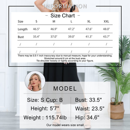 Exlura Women’s Scoop Neck Sleeveless T-Shirt Jersey Dress Tie Shoulder Strappy Backless Split Maxi House Dress