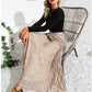 EXLURA Women's Floral Printed Chiffon Elastic High Waist Pleated Long Maxi Skirt