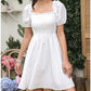 Byinns Womens Square Neck Tie Back Ruffle Off Shoulder Dress Summer Smocked A-Line Flowy Casual Mini Dress