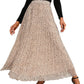 EXLURA Women's Floral Printed Chiffon Elastic High Waist Pleated Long Maxi Skirt